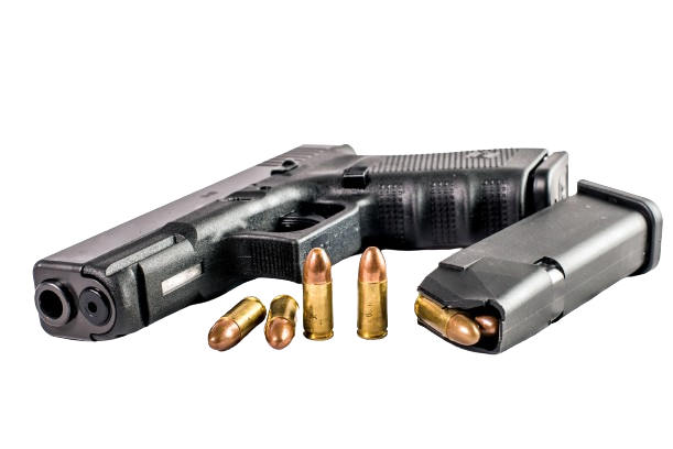 9 mm pistol gun bullets strewn with ammunition wooden background removebg preview