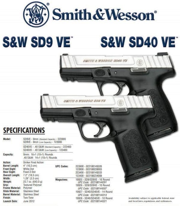 sw sd9 ve 9mm spec sheet