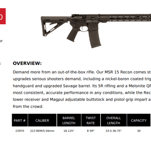 savage msr15 recon 20 spec sheet