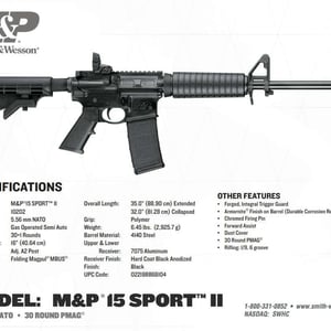 smith wesson mp 15 sport ii spec sheet
