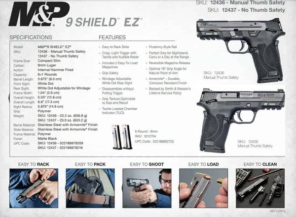 smith wesson mp 9 shield ez spec sheet