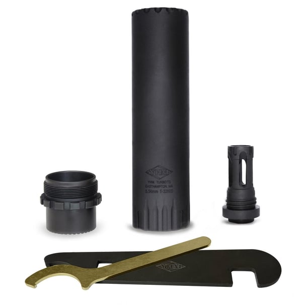 YHM Turbo T3 Suppressor with QD Flash Hider 5.56mm Stainless Steel/Cobalt 1/2x28 — view 2