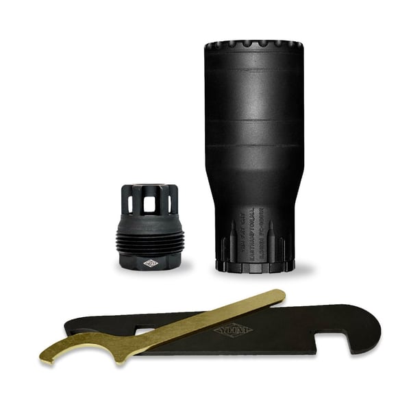 YHM Fat Cat 5.56mm QD Suppressor w/Mini sRx Muzzle Brake 5.56mm Stainless Steel/Cobalt 6 Black 1/2x28 — view 3