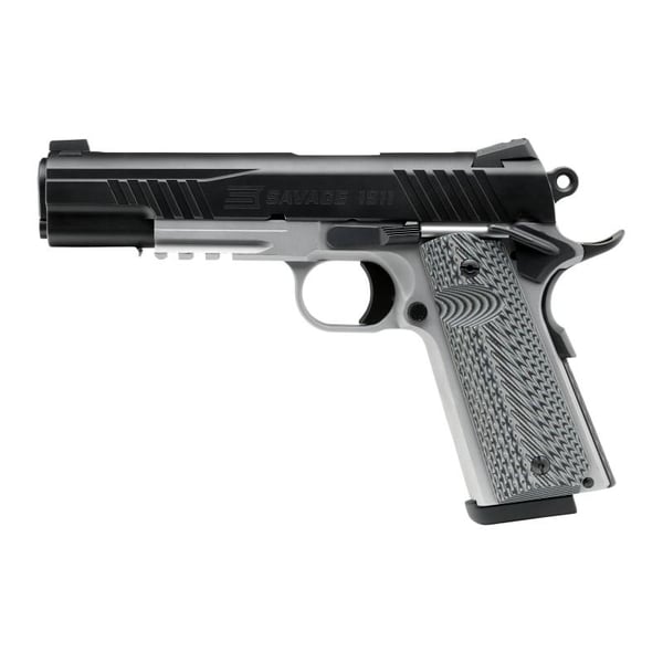 Savage 1911 Gov't Style Handgun 9mm Luger 10rd Magazines (2) 5" Barrel Black and Stainless with Rail — view 2