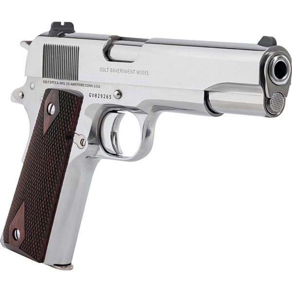 Colt 1911 Gov't Handgun .45 ACP 8rd Magazine 5" Barrel Polished Stainless with Wood Grips — view 3