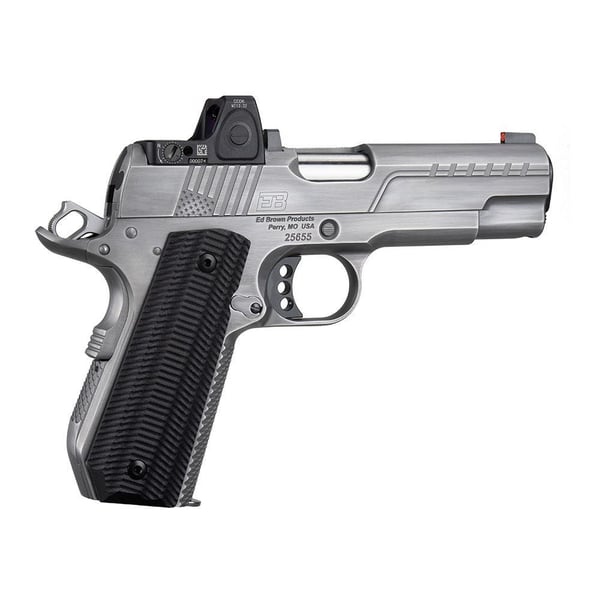 Ed Brown FX2 Compact Stainless Bobtail Handgun .45 Auto 7rd Magazine 4.25" Barrel American Flag Serrations w/Trij RMRcc