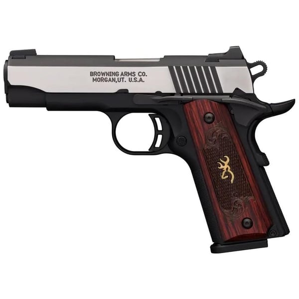 Browning 1911 380 Black Label Medallion Pro Handgun 380 ACP 8rd Magazine 3.625" Barrel Black with Silver Slide and Wood Grip Night Sights — view 2