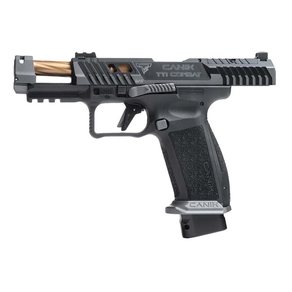 Canik TTI Combat Handgun 9mm Luger 18rd Magazines (2) 4.6" Ported Gold Barrel Smoke — view 2