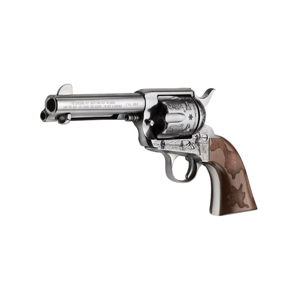 EMF Cowpoke Revolver .45 Colt 6rd Capacity 4.75" Barrel Nickel Finish Engraved Cowhide Walnut Grip — view 3