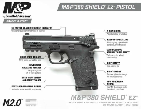 smith wesson mp ez 380 shield spec sheet